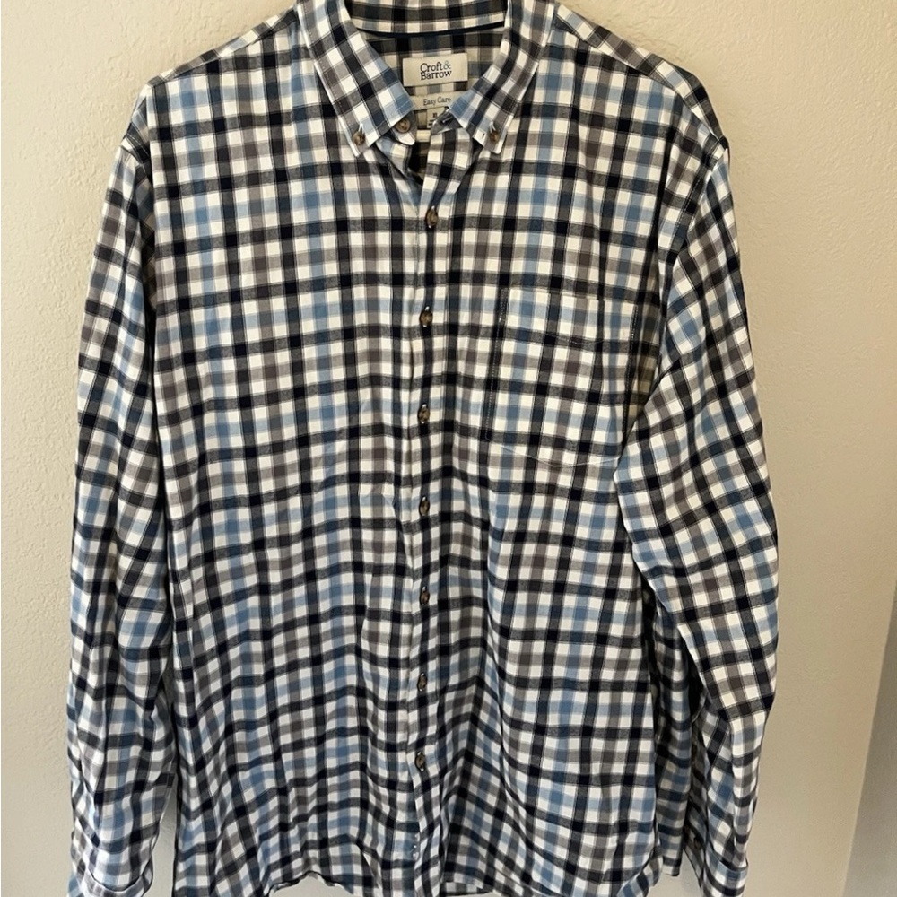 Ralph Lauren Men's Blue and Black Checkered Shirt
